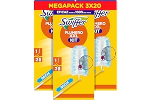 Swiffer XXL Kit colector de Polvo (1 Mango y 2 repuestos), Captura y atrapa hasta 3 Veces más Polvo y Cabello Que un Plumero Tradicional