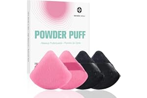 EIGSHOW houpette maquillage Triangle poudre libre accessoires de maquillage et outils Pour fixer les poudres les fards à joues etc 4 paquets noir et rose (M111)