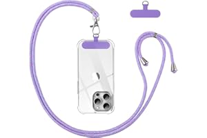Vauki Cordon Telephone Portable, Tour de Cou Téléphone Universelle avec Patch, Réglable Amovible en Nylon Collier Lanière Corde en Bandoulière Compatibles avec Plupart des Smartphones Case, Violet