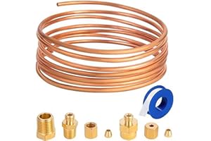GDFNMOGO Oil Pressure Gauge Tubing Kit, 72'' Premium Copper Tube Kit With Brass Thread Kits For Mechanical Pressure Gauges, For Cars, Trucks, Tractors