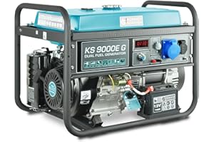 K&S KÖNNER&SÖHNEN Generatore ibrido a benzina e gas KS 9000E G Serie DUAL FUEL potenza massima 6500W, Avviamento manuale/elettrico, 1x16A, 1х32 (230V), 12V, protezione sovraccarico e cortocircuito…