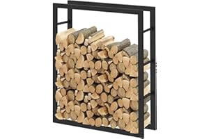 Laneetal Legnaia per Esterno e Interno, Portalegna da Interno 100x80x25cm, Porta Legna Accanto al Camino, Scaffale in Metallo per Legna da Ardere, Nero