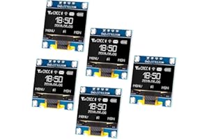 ‎APKLVSR APKLVSR 5PCS 0,96 Zoll OLED Display Modul 128 x 64 Pixel I2C Display Anzeigemodul mit I2C IIC Serielle Selbstleuchtende Kompatibel mit Arduino RPI (Weiß)