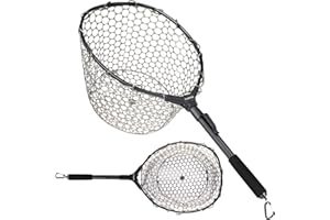 PLUSINNO Fly Fishing Net, Bass Trout Landing Net, Folding Fishing Nets Fresh Water, Safe Fish Catching or Releasing