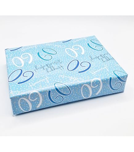 2 Sheets 60th Birthday Wrapping Paper - White Gold Silver Unisex Design, 50cm X 70cm Per Sheet