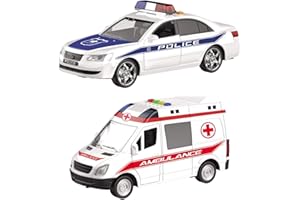 Mondo Motors - Friction Security - Macchinine con retrocarica frizione pull back per bambini - Auto della polizia o Ambulanza, Dimensione 20 Cm, modelli assortiti, 1 pezzo