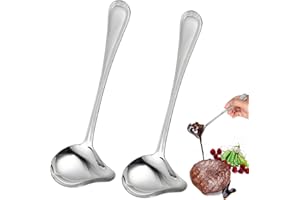 EXIN DECHEN 2 Pièces CuillèRe à Sauce, Louche à Sauce avec Bec Verseur, 20,5cm Louche à Sauce En Acier Inoxydable, Cuillère à Bruine Saucier avec Bec Verseur,Cuillère à Sauce Inox,pour Soupes, Sauces, Condiments