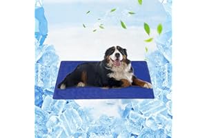 Vamcheer Cooling Mat for Dogs - Durable Pet Cool Mat for Dogs and Cats, Non-Toxic Gel Self Cooling Pad Bed, Keep Puppy Cool in Hot Summer, Double-Sided Use for Kennel Crate Home Travel, Blue, 70x120cm