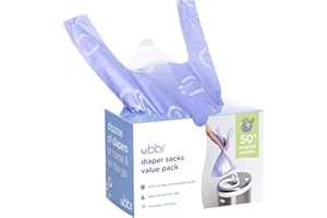 Ubbi Disposable Nappy Sacks, Lavender Scented, Easy-To-Tie Tabs, Baby Diaper Disposal or Pet Waste Bags, Value Pack, 400 Count