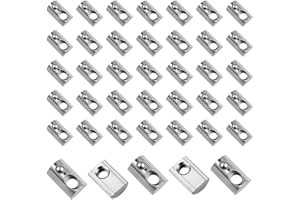 WJUAN 40 pezzi Nutensteine M8, dadi scorrevoli in acciaio al carbonio M8 con sfera a molla, profilo in alluminio, dadi a T, serie 40, per costruzione, carpenteria e telaio in alluminio industriale