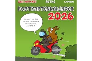 Shit happens! Postkartenkalender 2026: Wochenkalender mit 53 lustigen Postkarten, Broschur 15,5 x 15,5 cm | Ruthe-Cartoons