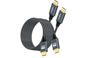 Twozoh Kabel HDMI 4K 2M 2-pak, nylonowy pleciony kabel HDMI o wysokiej prędkości do HDMI obsługuje 18Gb/s 3D/4K przy 60Hz/2160P/1080P