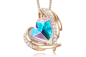CDE Collier pendentif coeur femme en or rose, orné de cristaux bijoux cadeau pour femme mère anniversaire/Cadeau de Noël/Cadeau Saint Valentin