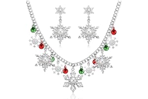 GTYARYUA Parures de Bijoux de Noël, Collier Noel et Boucle d'oreille Noel, Boucle Doreille Noel Femme, Collier de Noel Femme, Bijoux de Noel Femme, Cadeaux de Noël pour Filles et Femmes