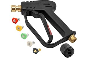Fai Top Pistolet de nettoyage haute pression 4000 PSI avec 5 embouts de buse d'eau, pistolet de nettoyage pour voiture (M22 14 mm connecteur de tuyau et connecteur rapide Karcher)