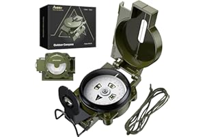 ‎ANBTE Anbte Kompass Militär mit Klinometer Aluminiumlegierung 110g Ultraleicht, Marschkompass 3000 Gauss Magnetstärke Professioneller Navigation Compass Wasserdichter mit Tragetasche für Jagd Wandern
