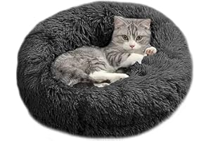 Domarex Weiches rundes Kuschelbett für Hunde und Katzen - DOGGURU Haustierkissen, 40 cm, rutschfest, bequem und pflegeleicht - Graphit