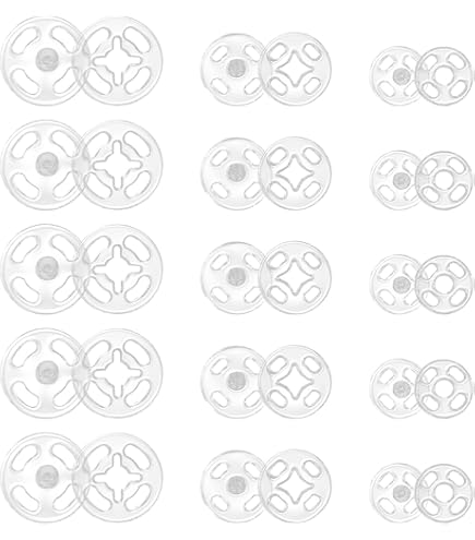 36 Paires De Boutons-pression Plastique Transparent - Tailles 7,5 Mm, 10 Mm, 12,5 Mm - Pour Vêtements DIY, Couture, Bricolage