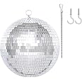 Oversevenls Boule à Facettes Disco 20 Cm Rose Avec Chaîne Et Crochet - Décoration Fêtes Scintillante