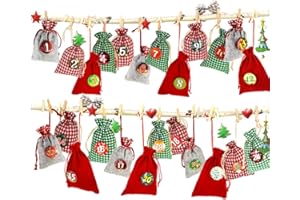 ‎GALLOP CHIC Adventskalender zum Befüllen, Weihnachtskalender Stoffsäckchen zum Selberfüllen, 24 Geschenksäckchen Kette zum selber befüllbar und Aufhängen