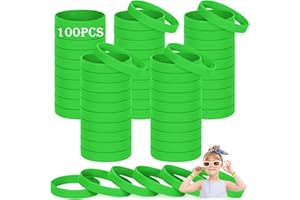 HONTIUS 6.3'' Braccialetti In Gomma, 100 Pezzi Braccialetti In Silicone, Verde Vuoto Elastici di Gomma per Uomo Donna Scuola Insegnante Squadra Festa (Adatto per 3-7 Anni)