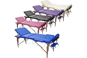BELTOM Camilla de Masaje 3 Zonas portatil 195 x 70 cm. Mesa Cama Banco Plegable Reiki Fsioterapeuta - Azul