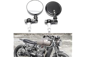 JMTBNO Rétroviseurs Moto Embout de Guidon Rétroviseur 7/8" 22mm Noir Pliable Latéraux Miroirs Universel pour Sportbike Dirt Bike Cruiser Chopper Cafe Racer Scooter