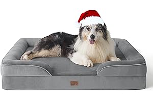 BEDSURE orthopädisches Hundebett Ergonomisches Hundesofa - 106x80 cm Hundecouch mit eierförmiger Kistenschaum für große Hunde, waschbar rutschfest Hundebetten, grau