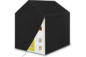 YBYHFAA Playhouse Cover, Protective Playhouse for Children, 600D Oxford PVC Blend, Waterproof, UV-Resistant, Black (127 x 110 x 130 cm)