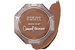 Physicians Formula Mineral Wear Diamond Bronzer, Polvos Bronceadores con Vitamina E, Minimizan la Apariencia de Poros y Líneas de Expresión, Híbrido de Polvo y serum, Deep Bronze Gem