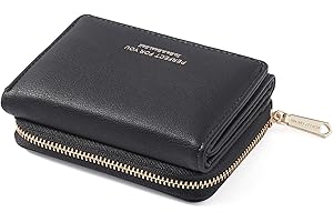 ANYWN Portafoglio donna piccolo, Borsellino donna, Portafoglio donna con grande capacità, Portamonete donna elegante e dolce con grande tasca per monete Nero