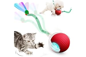 DAMIGHT Katzenspielzeug Elektrisch Katzenball, Interaktives Katzenspielzeug Ball, Automatisch Rollender Hundespielzeug mit Schwanz, USB Wiederaufladbarer Power Katzenball für Katzen Hund Spiel (B)