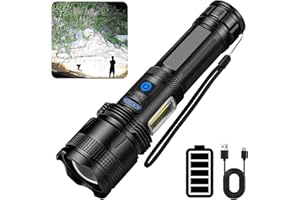 LYLTING ZEUSFIRE Lampe Torche LED Ultra Puissante, 100 000 Lumens Lampe Torche Led Rechargeable, Super Lumineuse 7 Modes Longue Durée, Étanche Lampe Torche Pour Camping, Randonnée