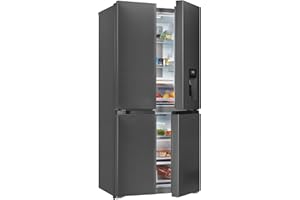 ‎EXQUISIT Exquisit Multi-Door Kühlschrank MD430-100-WS-200E inoxlook-az | 432 L Volumen | NoFrost | Wasserspender | Cross Door Kühl-Gefrierkombination