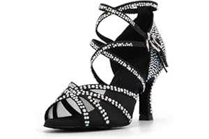 Syrads Scarpe da Ballo Latino Salsa con Strass Donna Scarpe da Ballo da Sala Tango Kizomba Bachata Danze al Coperto 1057-2