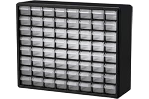 Akro-Mils 10164 Plastic Storage Cabinet with 64 Drawers for Spare Parts 50 x 40 x 16.5 cm Black