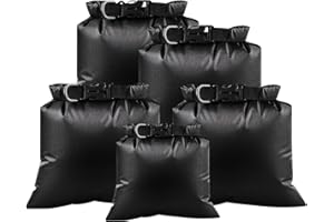 QIMEI-SHOP 5Pcs Waterproof Bag Set Roll Top Dry Storage Sack 1.5L 2.5L 3L 3.5L 5L Lightweight Watertight Bags for Outdoor Travel Camping Boating Cycling Kayaking Black