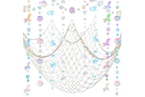 ZERODECO Fischernetz Dekoration mit Muscheln Dekonetz zum Aufhängen Fischnetz Deko Maritime Deko