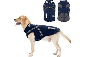 AISUOWA Abrigo Invierno Perro, Abrigo Impermeable para Perros Resistente al Viento, Chaqueta para Perros con Tiras Reflectantes Seguras & Arnés Ajustable para Perros pequeñas, Medianas y Grandes