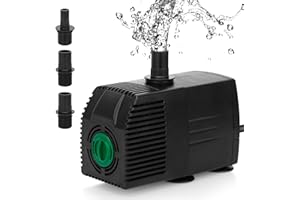 JIERTOP Pompe Eau Submersible, 3000L/H 60W Pompe Aquarium Pompe Bassin Ajustable Ultra-Silencieux avec pour Étang Poisson Fontaine Réservoir de Poissons 3 Buses Cordon de 5m