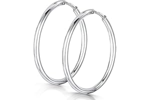 Amberta® Anneaux Infinis En Argent Fin Sterling 925 –Boucle D’oreille Ronde Créole – Diamètre: 20 30 40 60 75 mm