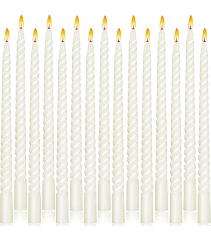 Bougies Torsadées En Spirale – Lot De 12, Hauteur 25,4 Cm, Blanc | Cire De Paraffine, Sans Parfum | Pour Décoration, Mariage, Dîner Aux Chandelles