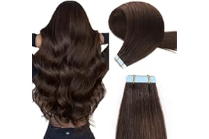 YILITE Extension Capelli Veri Biadesivo 20 PCS/50G Silky Straight Pelle Weft Nastro Extension Biadesive Capelli Veri Tape in Hair Extensions (45cm #2 Marrone Scuro)