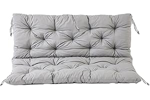 AMBIENTE HOME Ambientehome, Coussin rembouré pour mobilier de Jardin, pour Banc de 3 Places avec Dossier,env. 150x 98x8 cm,Couleur Grise
