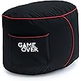 Game Over Video Gaming Bean Bag Foot Stool | Indoor Living Room Leg Rest | Side Pockets for Controllers | Ergonomic Design for the Dedicated Gamer (Fire Rune)