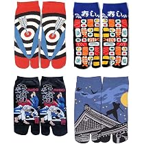 Chaussettes à Deux Orteils ZEALMAX - Lot De 4 Paires - Coton Style Japonais Motif Chat