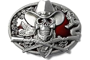 Bai You Mei Mens Novelty Skull Head Belt Buckle Western American Cowboy Gun Belt Buckles