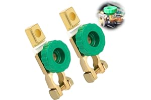 TDUNSYA 2 Pezzi Morsetto Interruttore Stacca Batteria, Morsetto Staccabatteria Interruttore en Alliage de Zinc, Stacca Batteria per Auto 12V/24V Con Manopola Verde per Auto Barca Camion Veicoli Trattore