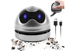 SPORWAY Aspirateur de table, petite aspirateur à main, rechargeable par USB, forte puissance d'aspiration, nettoyeur de poussière électrique, pour clavier, bureau, canapé (gris)