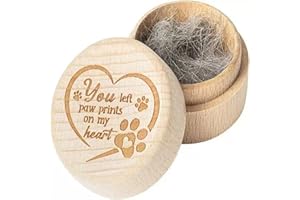 Kaxenig Pet Hair Keepsake Box, Wooden Pet Hair Memorial Box, Dog Cat Hair Ashes Container, For Storing Cats Dogs Hair, Teeth, Nails, Bone Ashes, 5x5x3cm